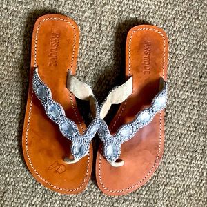 Mystique jeweled thong sandals sz 9